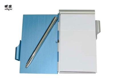 China Elegant Pen Business Card Holder Case Set Silver / Blue For Advertising for sale