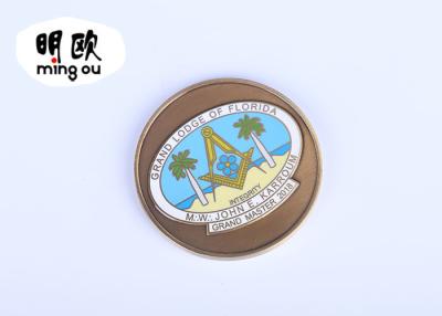 China Promotion Gift Grand Lodge Challenge Coins / Silver Commemorative Coins for sale