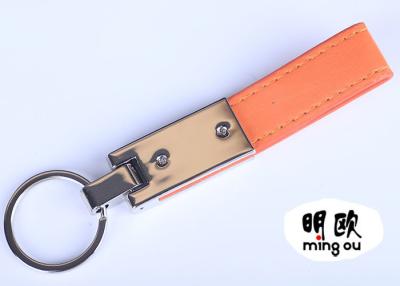 China Orange PU Leather Keychain With Zinc Alloy Metal For Promotion Gift for sale