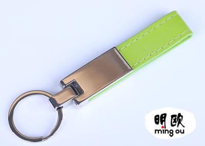 China Prata brilhante personalizada Keyring do couro do plutônio da cor verde chapeada à venda