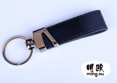 China Zwarte Clolor Gepersonaliseerde Leersleutelring, Gegraveerd Leer Keychain Te koop