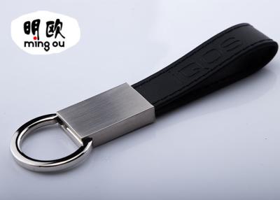 China Black Color Leather And Zinc Alloy Keyrings , Personalized Leather Keychains For Men for sale