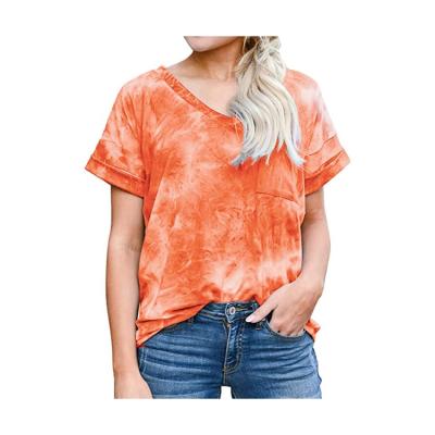 China New Trending Women's Casual Tops Anti-Shrink Short Sheath Loose V-Neck Shirts Blouse Ladies Basic T-Shirt for sale