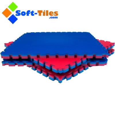 China Red Blue 1m×1m High Density Gym Mat , 30mm Foam Exercise Tiles for sale