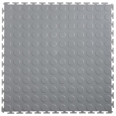 China L.Gray Interlocking Vinyl Floor Tile 500*500mm Coin Surface For Use In Garages Workshop And Factories for sale