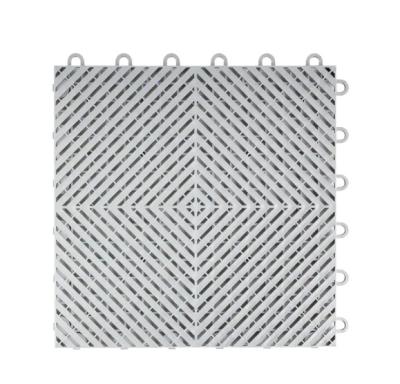 China Light Gray PP Interlocking Floor Tile 400*400mm For Use In Garages Workshop for sale