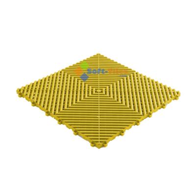 China Yellow PP Interlocking Floor Tile 400*400mm For Use In Garages Workshop for sale