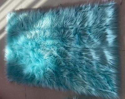 China Light Blue Supersoft  90x150cm Polyester Area Rugs Plush Faux Fur Rug for sale