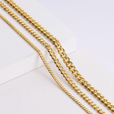 China Hiphop Non Tarnish Jewelry Restriction Stainless Steel Link Chain Waterproof Chunky Flat Cut Cuban Necklace for sale