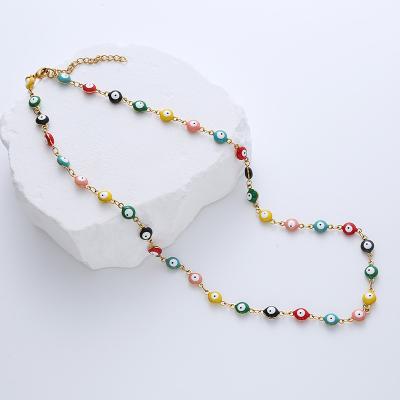 China Waterproof Tasty Turkish Waterproof 18k Gold Plated Jewelry Beads Evil Eye Necklace for sale