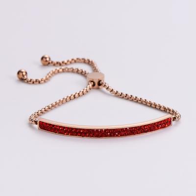 China Wholesale FASHIONABLE Jewelry Wholesale High End Red Crystal Stainless Steel Adjustable Bar Chain Bracelet for sale