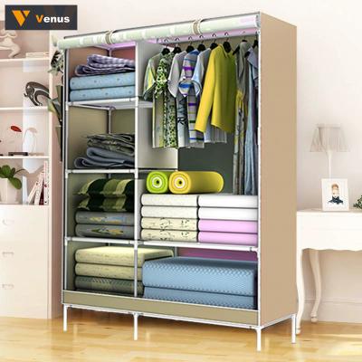 China Foldable Best Selling Simple Fine Quality 3D Picture Designs Simple Wardrobe Bedroom Furniture Fabric Wardrobe for sale