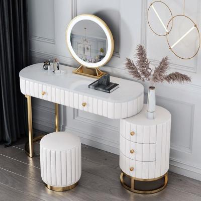 China Marble Table With Drawer Dresser Fashion Metal Luxury Creative Luxury Delicate Makeup Table High Quality Dressing Table With Led Light And Mirror for sale