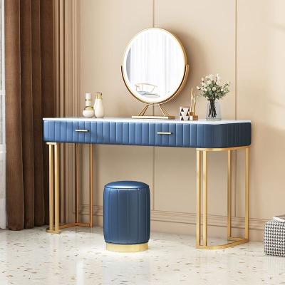 China Wholesale Modern Creative Light Luxury Makeup Table Set Dressing Table Set Bedroom Furniture Modern Simple Metal French Dresser for sale