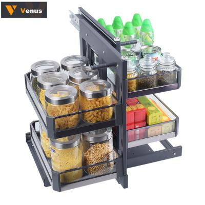 China Viable Spice Rack Kitchen Supplies Iron Rack Spice Jar Rack Sliding Food Spice Storage Rack For Buffet for sale