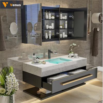 China Modern 42 Inch Luxury Bathroom Vanity Sink Cabinet Clearance Sink Mirror Cabinets Lights Bathroom Cabinets Lighting With Mirror for sale