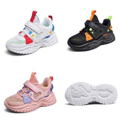 China New Arrival Style Children's Popular Sports Shoes Mesh Sneakers Boys Round and Light Girls Flat Child Running Shoes Quickly for sale