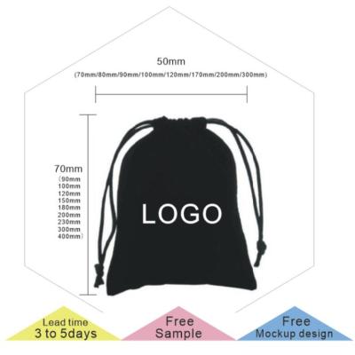 China Custom Branded Drawstring Pouch Recyclable Low MOQ Free Sample Small Custom Velvet Gift Bag for sale