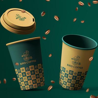 China 2022 Disposable New Double Wallpaper Coffee Cup_ Custom Printed Embossed Disposable Coffee Paper Cup With Lids for sale