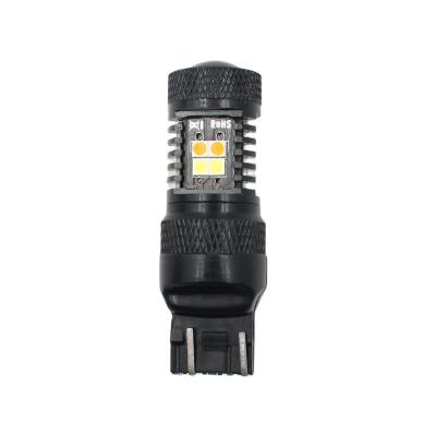 China Fog Driving Lights T20 W21/5W 7443 1157 3157 3030 16SMD Canbus Coaster Dual Color Brake Turn Signal Light White Yellow Led Bulbs for sale