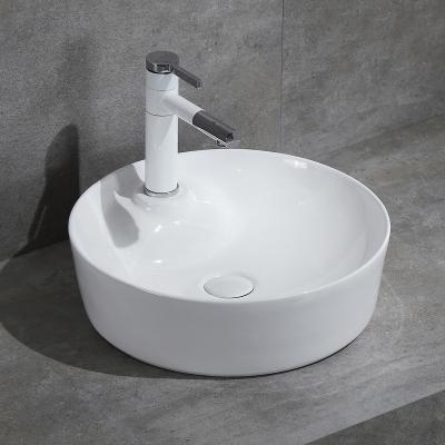 China Eco - Friendly Round Bathroom Vanity Round Cabinet Table Top Faucet Ceramic Basin for sale