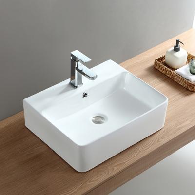 China Hot Selling Eco-friendly Ceramic Rectangular Lavatory Countertops Wash Hand Basin Sinks for sale