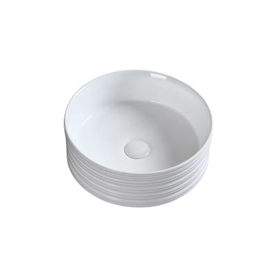 China Eco-friendly Modern Bathroom Round Special Shape Design Wave Ceramic White Countertops Art Wash Hand Basin Sink for sale