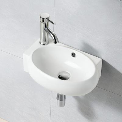 China Eco - Friendly Hotel Irregular Shape Left Wall Hanging Side Wash Sink With Faucet for sale