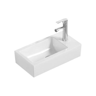 China Eco-friendly Single Hole Hand Mount Wall Hung Basin Ceramic Wall Corner Modern Bathroom Sinks Wash Basin for sale