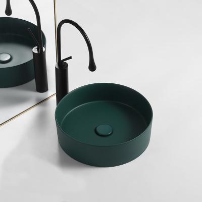 China New Design Matt Green Rectangular Matte Basin Eco-friendly Counter Top Bathroom Ceramic Vessel Sink JINLISI for sale