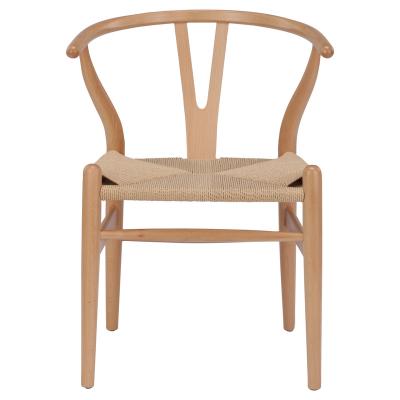 China Wishbone chair Classic Natural Wooden Furniture Hans Wenger Ash Solid Wood Y Shape Home Restaurant Replica Wishbone Chairs with Rope Seat for sale