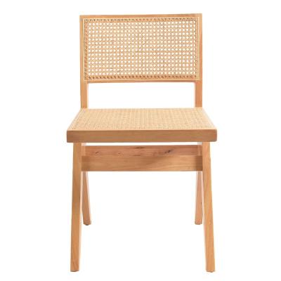 China Adjustable (other) Modern Nordic Solid Wood Wicker Cafe Chair Cane Home Furniture Dining Chair Scandinavian Wooden Rattan Wood Armless K Chair for sale