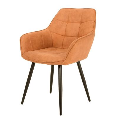 China Modern New Product Fabric Velvet Dining Chair With Arm Rest Comfortable Orange Velvet Dining Chair For Dinning Room for sale