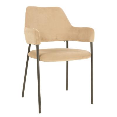 China Modern Reasonable Price Fabric Arc Dining Chair Comfortable Khaki Modern Leisure Cafe Restaurant Fabric Dining Chair for sale