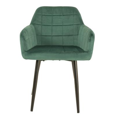 China Modern Wholesale Price Custom Dining Chair With Arm Rest Fabric Durable Kitchen Green Velvet Fabric Dinning Room Chair for sale