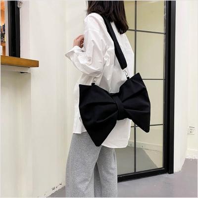 China 2022 Fashion Arrivals Elegant Canvas Tote Beach Bag Handbag Bow Women Sling Bag for sale