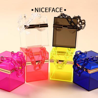 China New Luxury Jelly Purses Clear Square Fashion Women Designer Clips Famous Bags Brands Handbags for sale