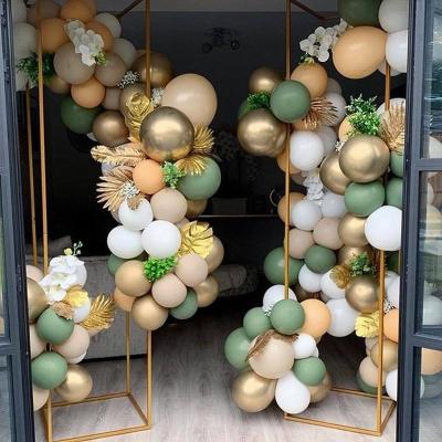 China Retro Bean Paste Green Balloon Chain festival decoration set skin color balloon arch package for wedding birthday party for sale