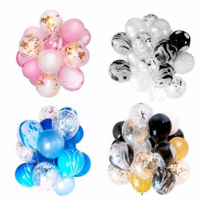 China Amazon 12 Inch 20 PCS Confetti Eco-friendly Hot Selling Latex Balloons Decorations Set With Marble Balloon Wedding Decoration for sale