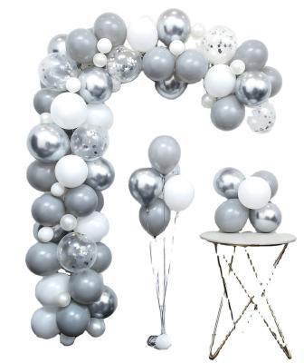 China Hot Sale Eco-friendly Material Gray Metallic Silver White Balloon Garland Arch DIY Kit Wedding Decoration Light for sale