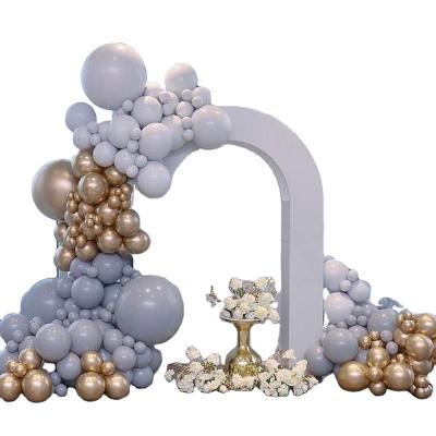 China Eco-friendly Material 146Pcs Macaron Gray Gold Metallic Balloon Garland Arch Material 146Pcs Thick Latex Balloons Kit Backdrop Set For Wedding Babyshower Birthday December for sale