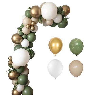 China Sage Green Balloon Garland Arch Kit Latex Eco-friendly Material Balloons with Sage Champagne White Gold Balloons for Forest Safari Jungle for sale