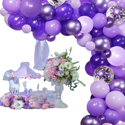 China Eco-Friendly Material 100pcs Purple Shades Balloons Garland Arch Kit Assorted Dark Pastel Light Metallic Confetti Purple Balloons Set Fo for sale