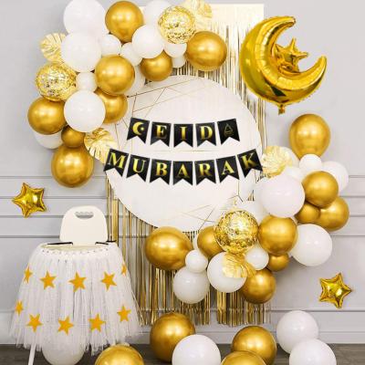 China Eco-friendly Material Set of Eid Mubarak Moon Balloon Decorations Foil Balloons Decorations Ramadan Kareem Party Balloon Muslim Star for sale