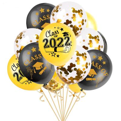 China Balloon 2022 Graduation Season Latex Balloon Gold Bicap Pull Flag Foil Eco-friendly Material For Party Carnival Decoration for sale