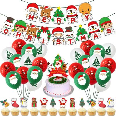 China Hot-selling Eco-friendly Material Christmas Balloon Set Combination Merry Christmas Party Decorations Cake Topper for sale