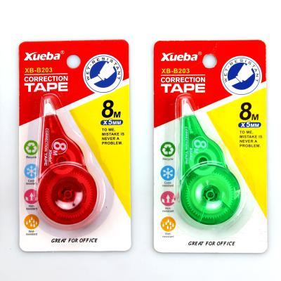 China Cheap Wholesale Eco Friendly Cute Red Blue PS+POM Green Colors XUEBA Corrective Tape for sale