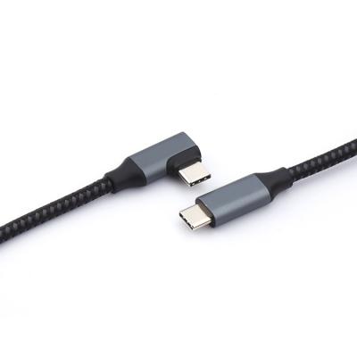 China 90 Degree 3A Usb 3.0 Right Angle Type C Cable Nylon Double Braided Type-C 1m Data Bend Design Usb Charging Right Angle Type 3a Elbow 2m C 90 degree Tipo C cable for sale