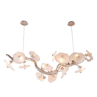 China Modern Style Hotel Project Art Decor Copper Crystal Silver LED Modern Pendant Lamp for sale