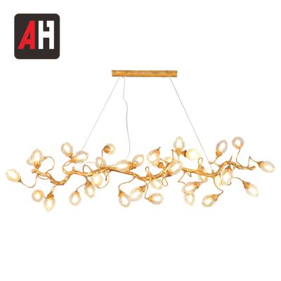 China Residential Dining Hall Clear Bubble Glass Ball Shade Copper Chandelier for sale